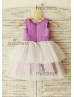 Purple Cotton Polka Dots Tulle Tiered Flower Girl Dress